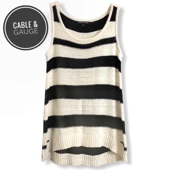 Cable & Gauge Striped Sleeveless Knit Sweater Tank - Picture 9 of 9